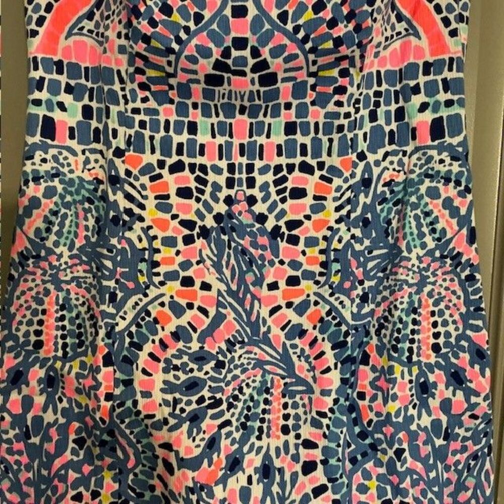 Lilly Pulitzer Women's Mila Blue & Coral Sleeveless Cotton Dress Sz 0 *** - Picture 5 of 5